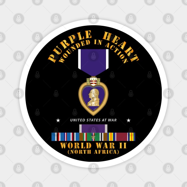 Purple Heart - WIA w WWII SVC w Purple Heart - North Africa Magnet by twix123844